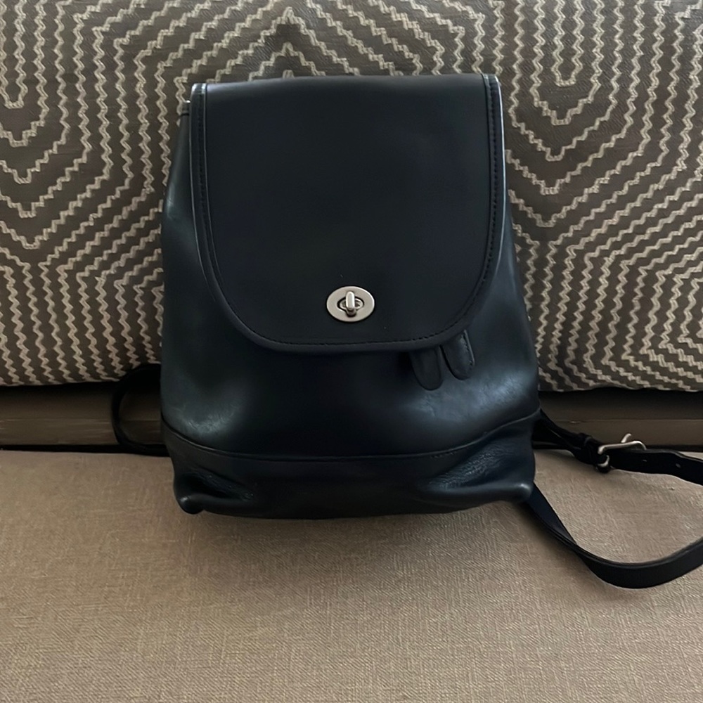 Coach black soft leather backpack